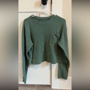 Wild Fable Green Ribbed Long Sleeve Top